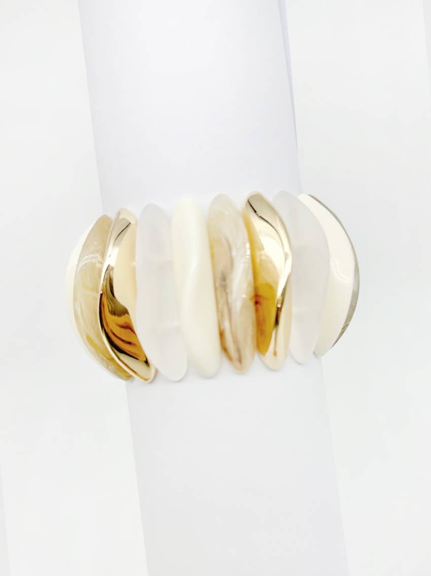 B25149 Bold All-around Curved Half-Ellipse Stretch Bracelet