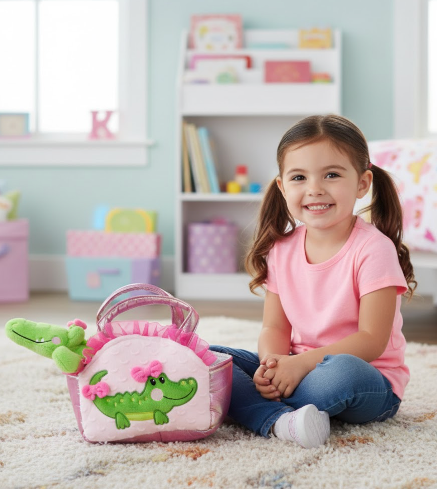 Pink Purse &  9" Plush Alligator