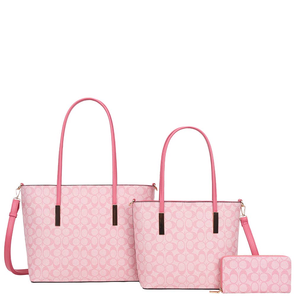 3In1 Oval Tote W Matching Bag Wallet Set XFT-8233S