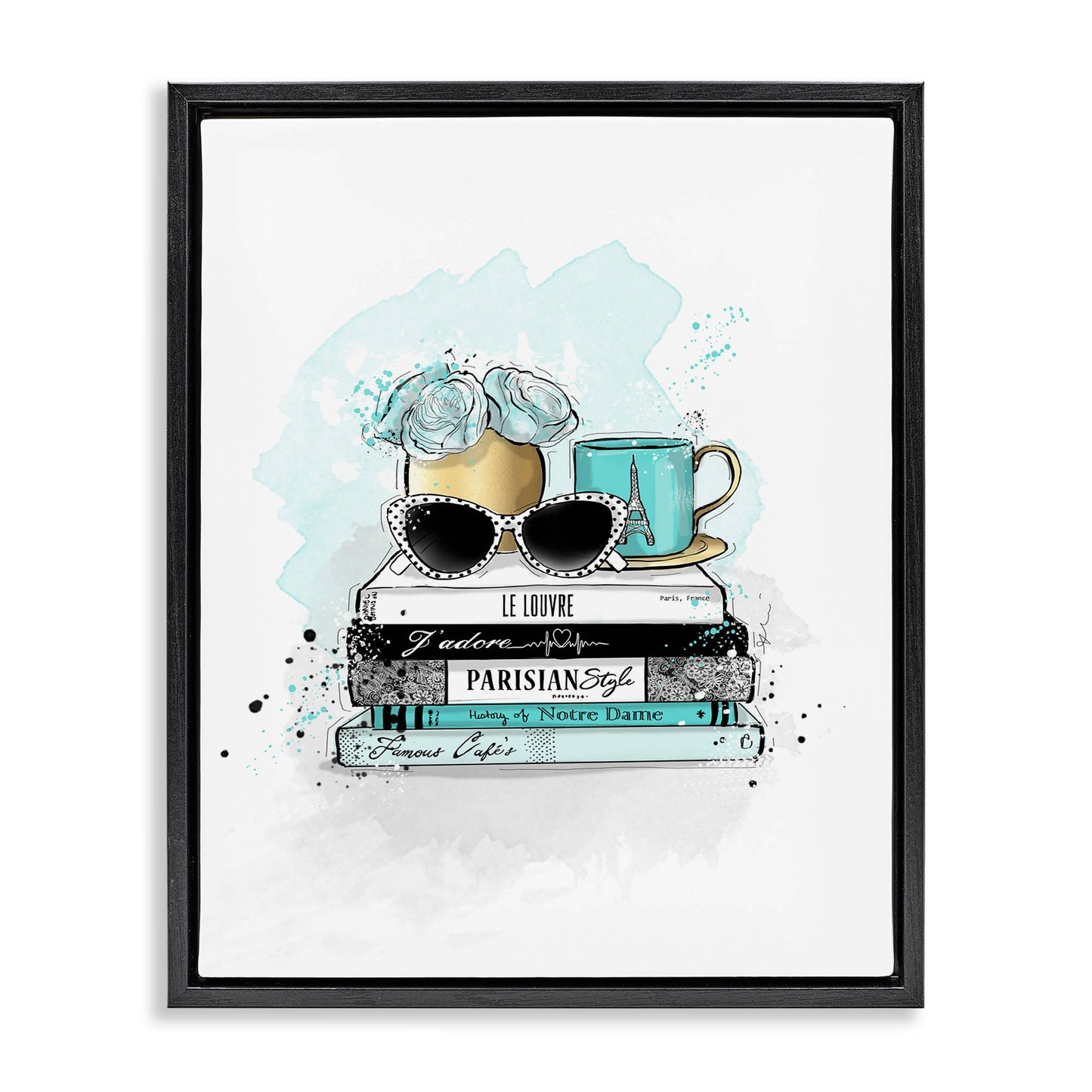 Turquoise Fashion Book Stack - Framed Wall Art