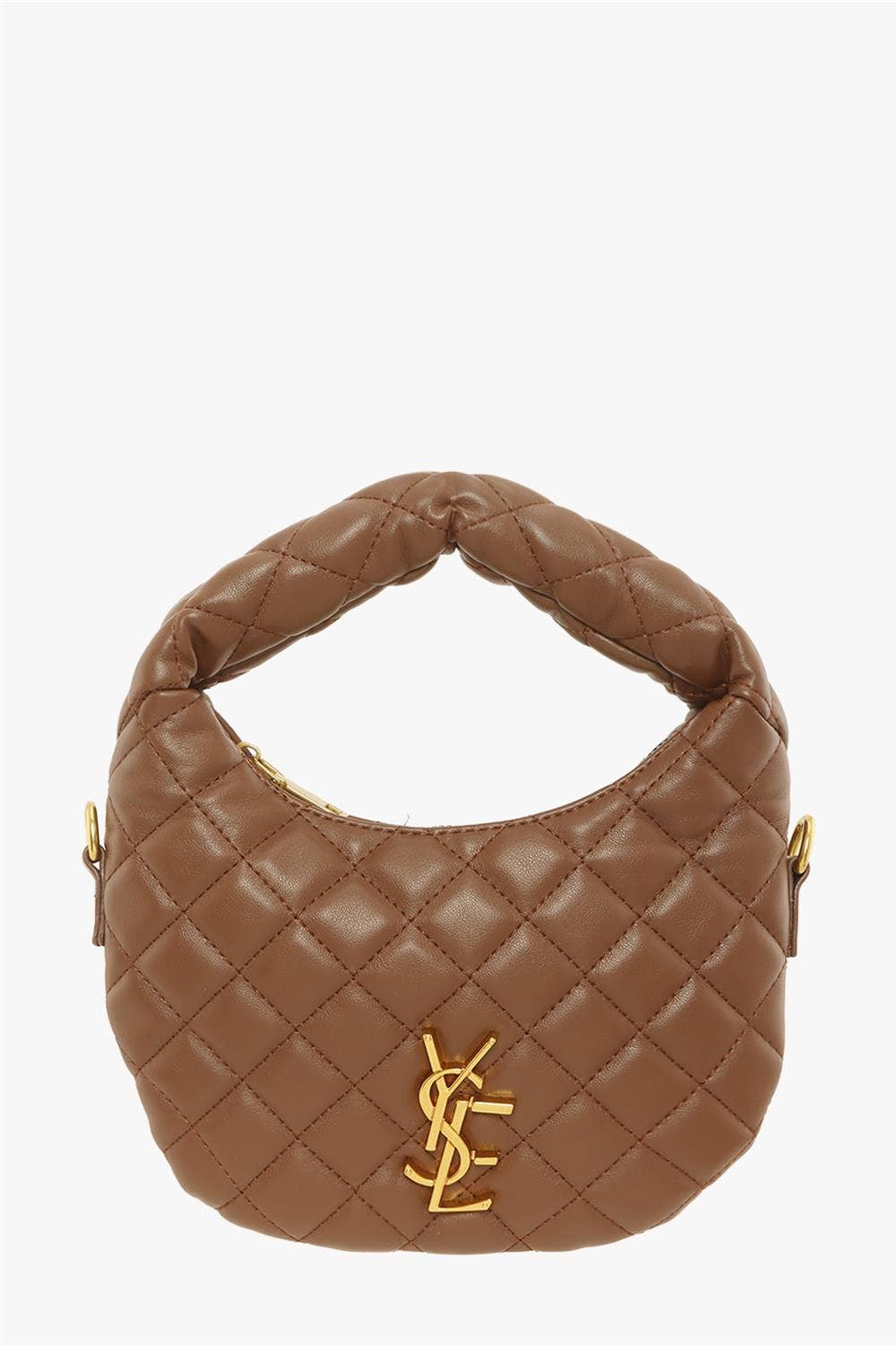 DIAMOND QUILTED BOXY CRESCENT CROSSBODY BAG 6910