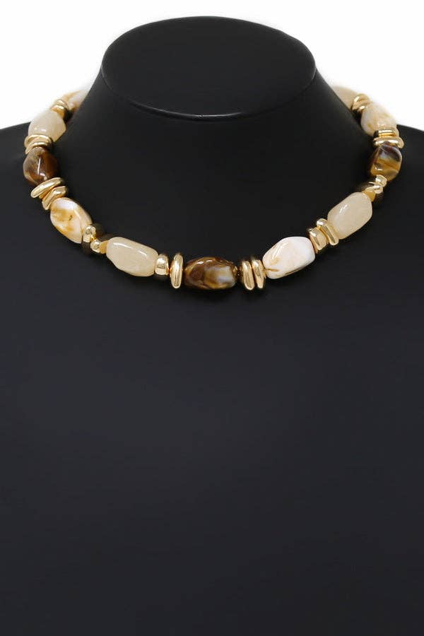 Resin Marble Beaded Short Necklace