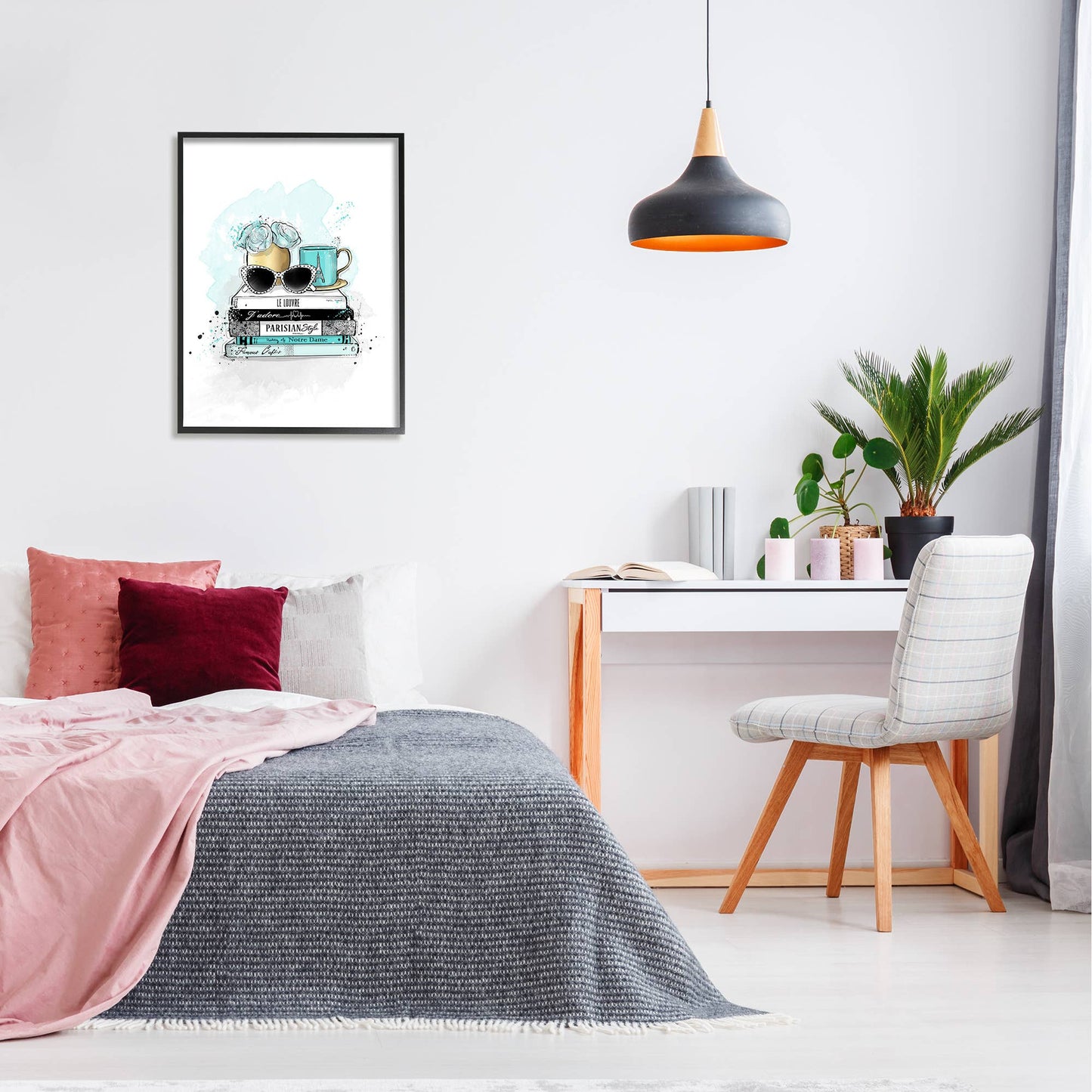 Turquoise Fashion Book Stack - Framed Wall Art