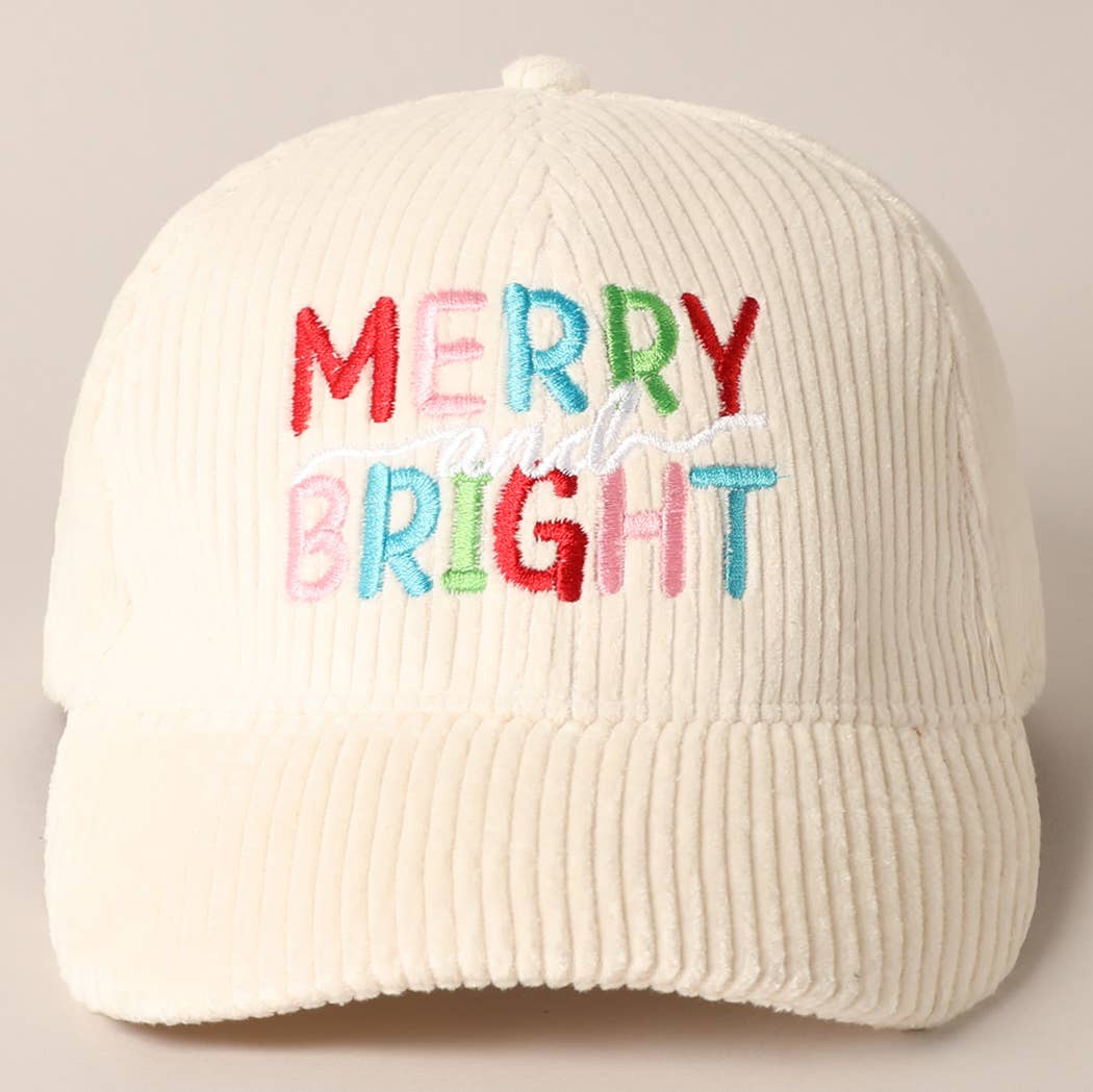 MERRY BRIGHT Embroidery Corduroy Cap