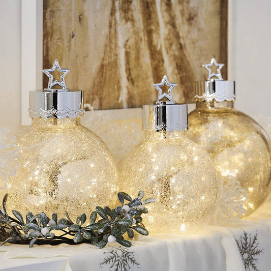 LED Crackle Glass Star Top Ornament