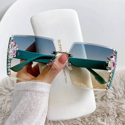 Exquisitely crafted side-rimmed diamond-studded sunglasses