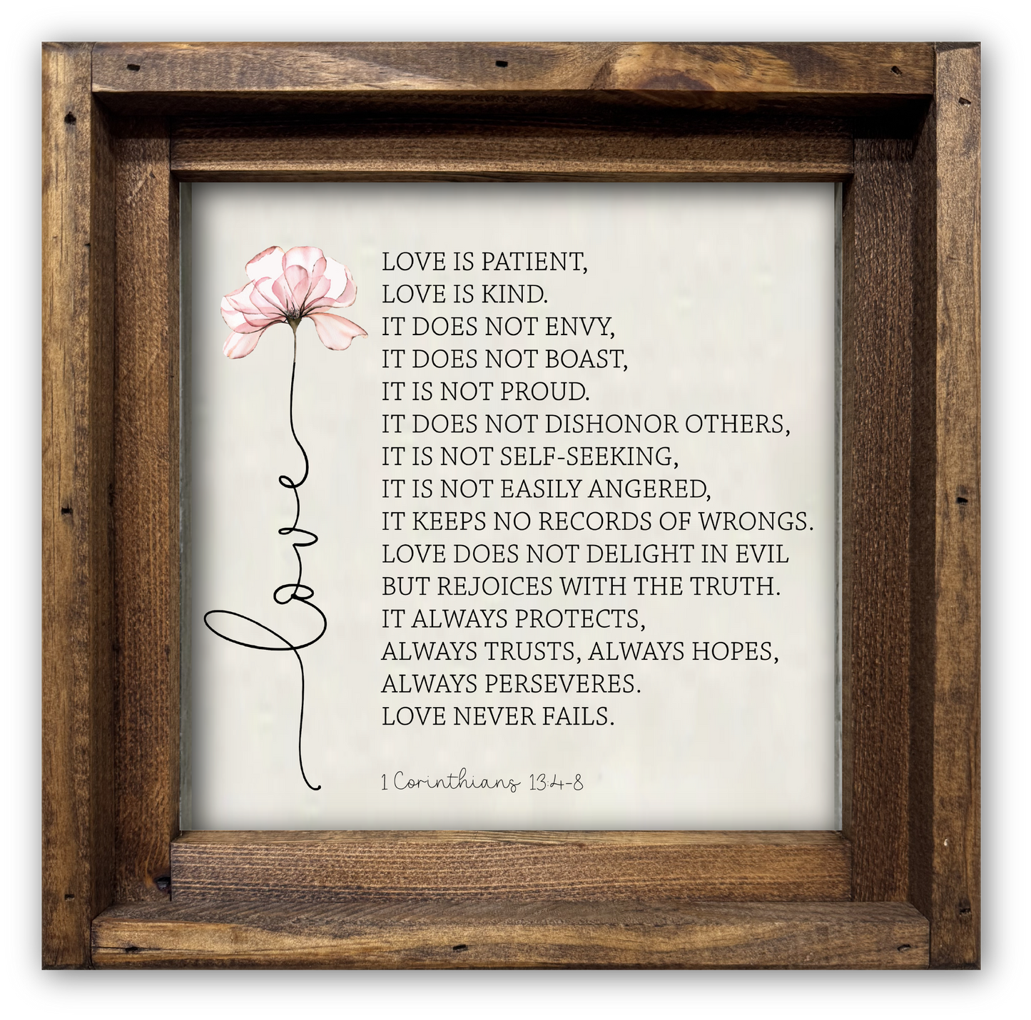 FRAMED CANVAS LOVE CORINTHIANS PINK FLOWER