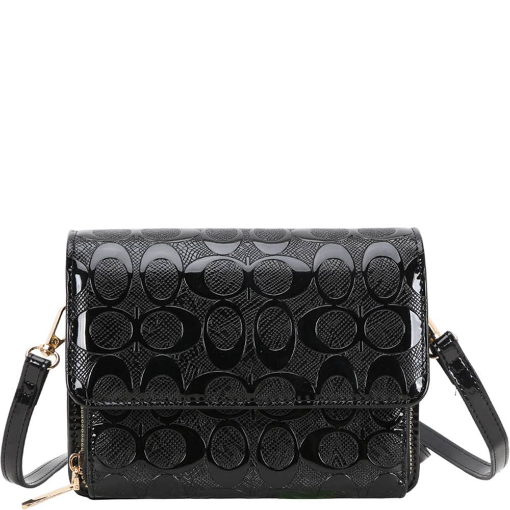 FAUX LEATHER MONOGRAM CROSSBODY BAG, QP 1331