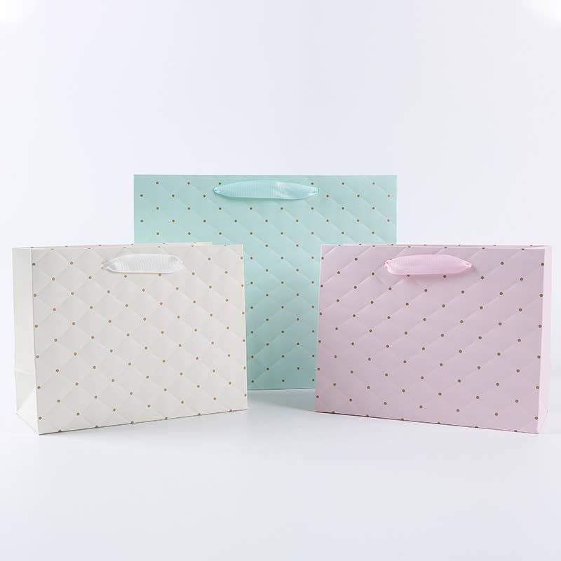 12pcs, Tiffany blue dot wavy surface gift bag w/ tissue