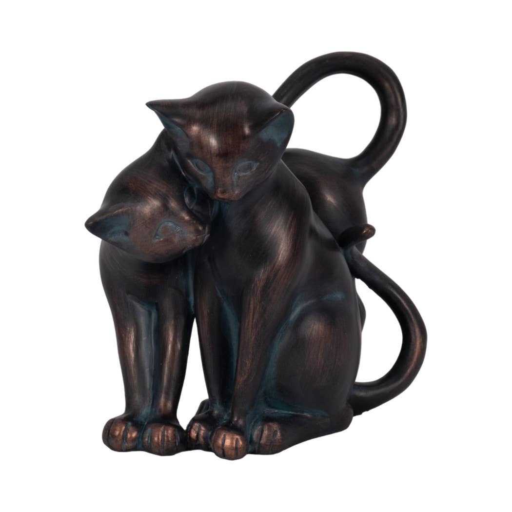 Resin Artistic Whimsical Cats Garden Statue - Bronze, 7 in.