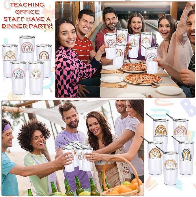 20 oz Rainbow Tumbler with Lids & Straws