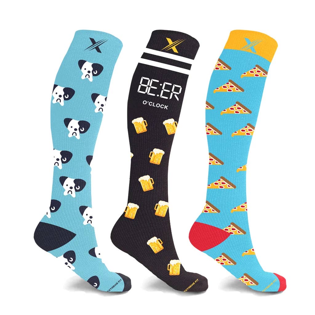 LAZY WEEKEND COMPRESSION SOCKS COLLECTION - 3 ASST STYLES