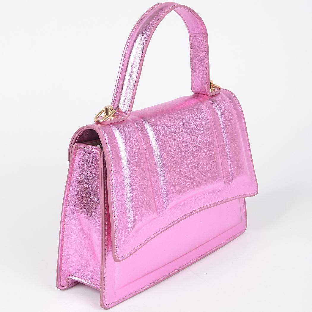 Metallic Top Handle Crossbody Bag