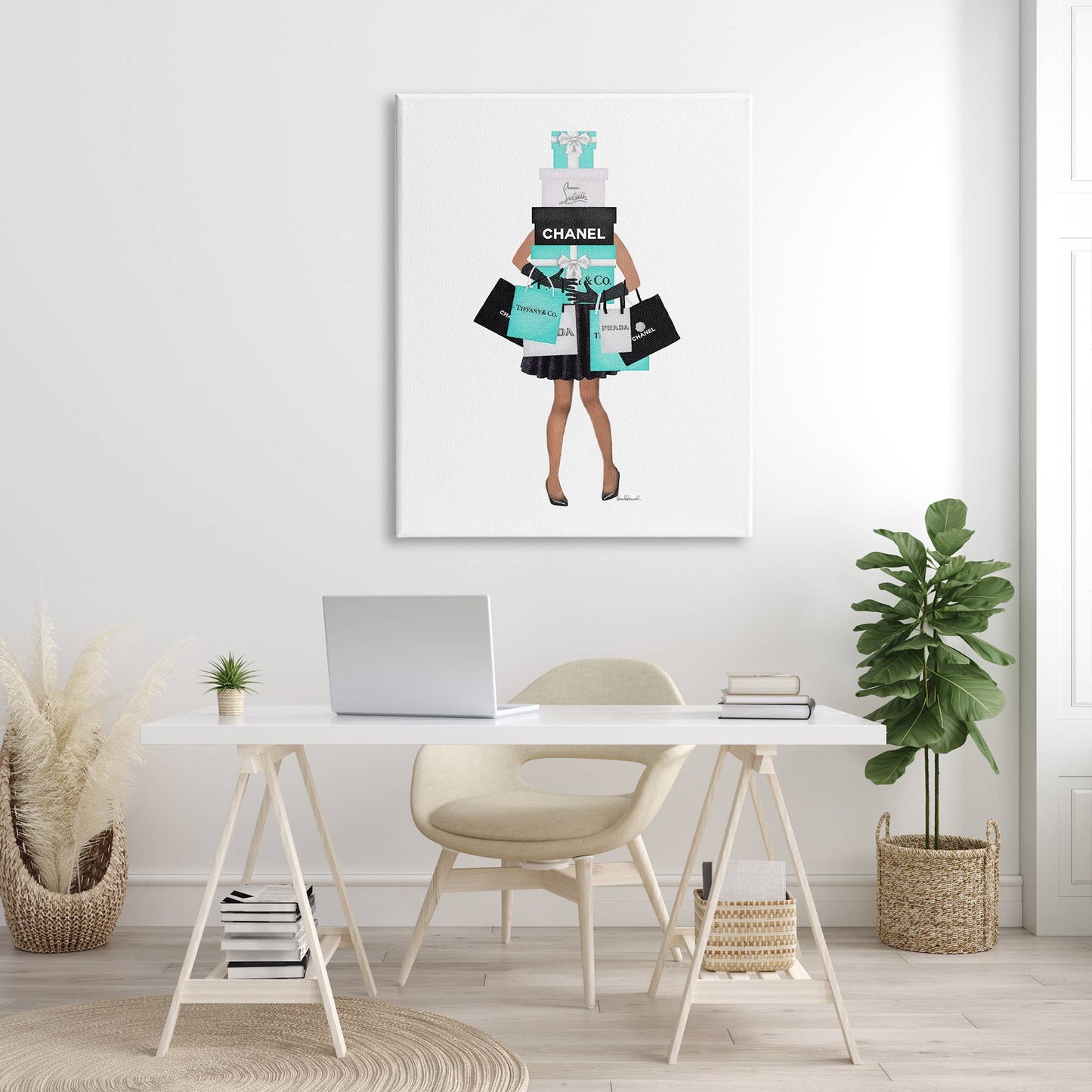 Fashionista Woman Shopping Chic Glam Bags Canvas