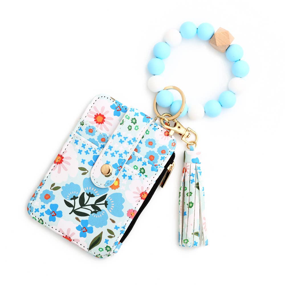 Bracelet Floral Print Card Slot Wallet Keychain