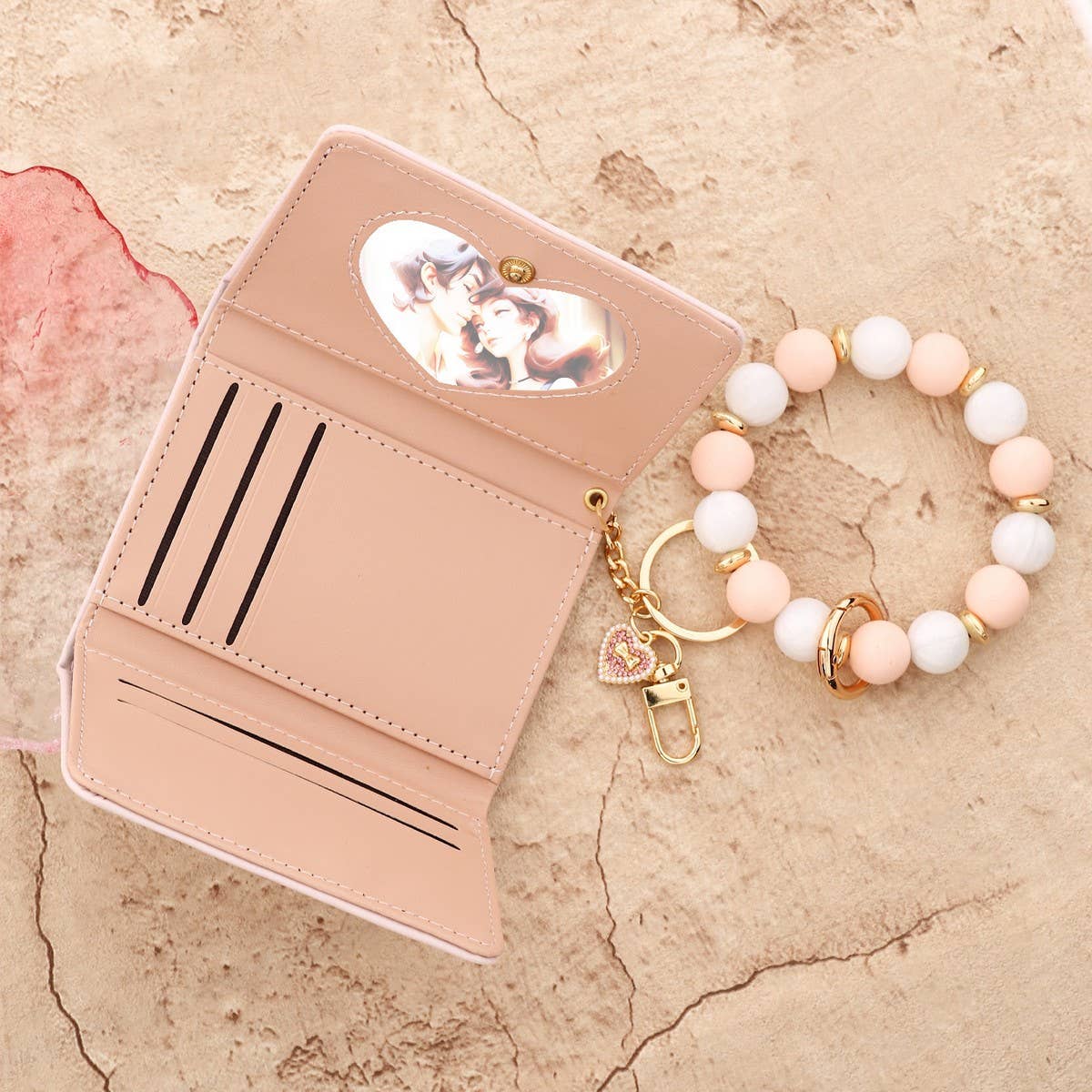 Butterfly Card Wallet with Heart & Bead Keychain_CWAB4969