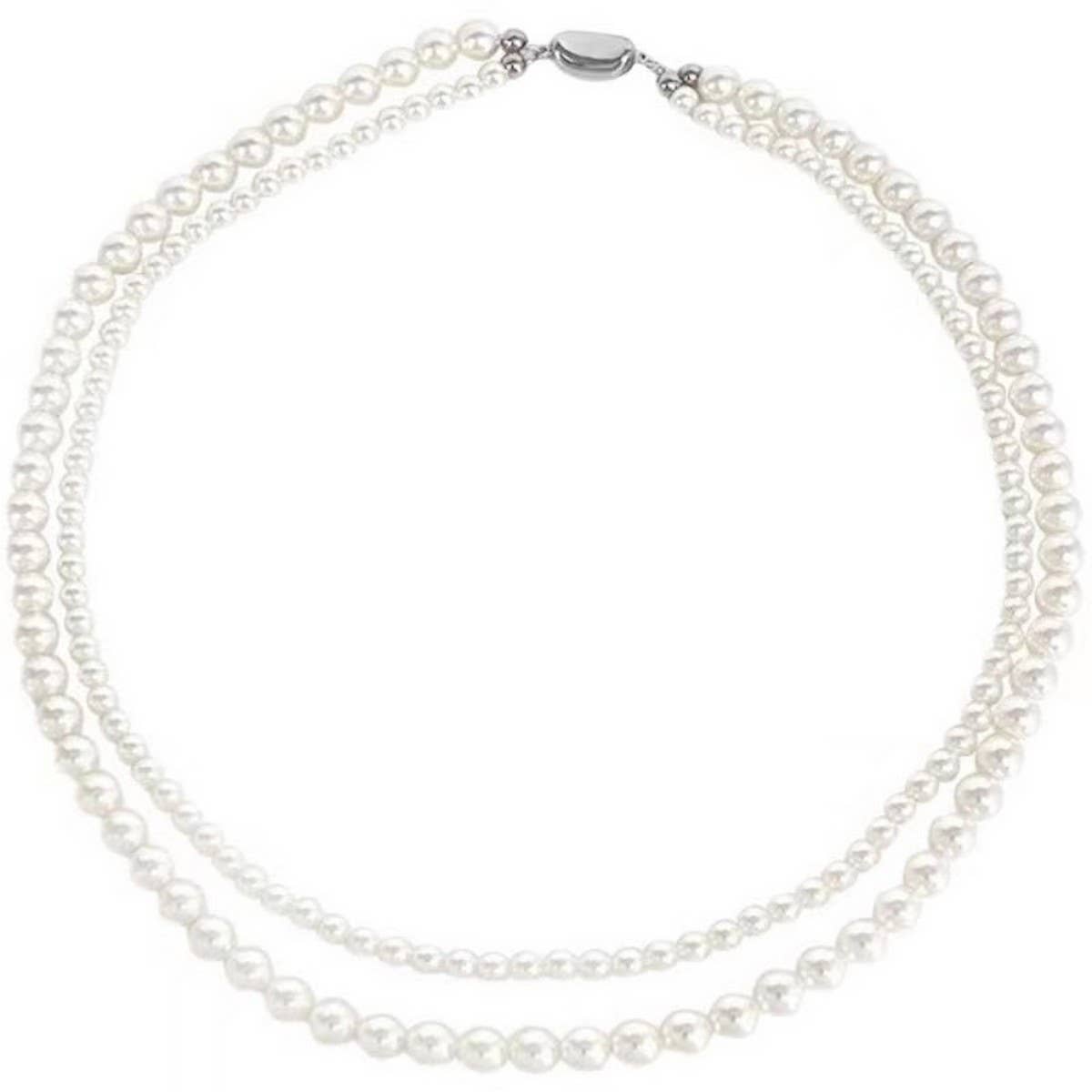 VINTAGE ELEGANT DOUBLE PEARL NECKLACE_CWAJE1680