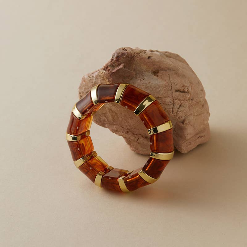 B25170 Bold Tiled Polyresin Stretch Bangle Bracelet