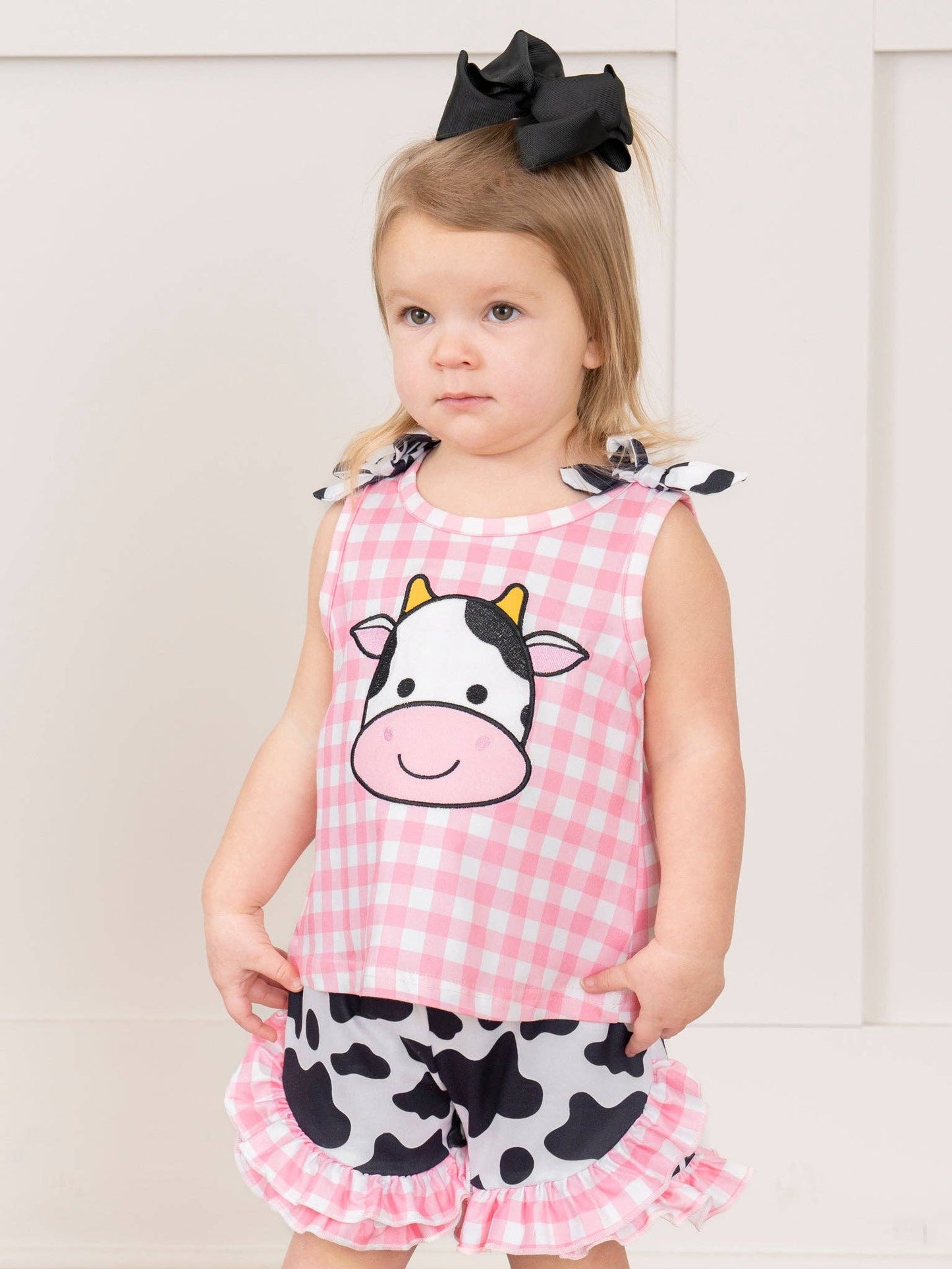 Happy Cow Gingham Ruffle Outfit