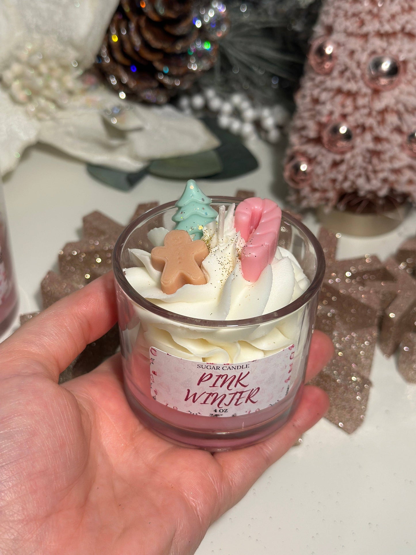 Pink Winter Candle – holiday gift & winter candle