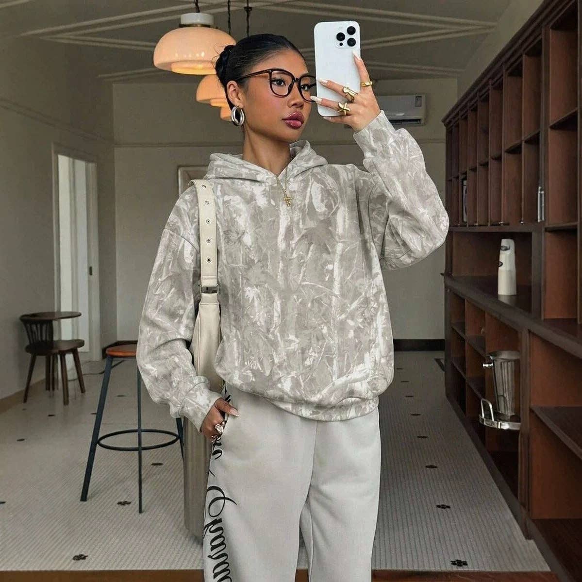 Leopard Print Hoodie Casual Oversized Sweatshirt