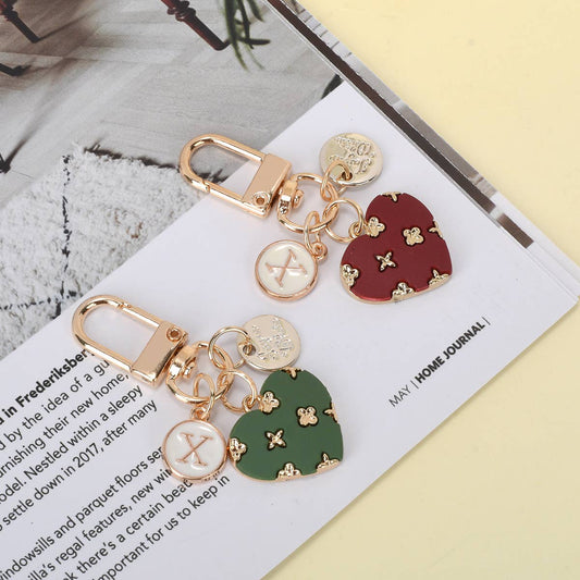Letter Round Badge Love Keychain