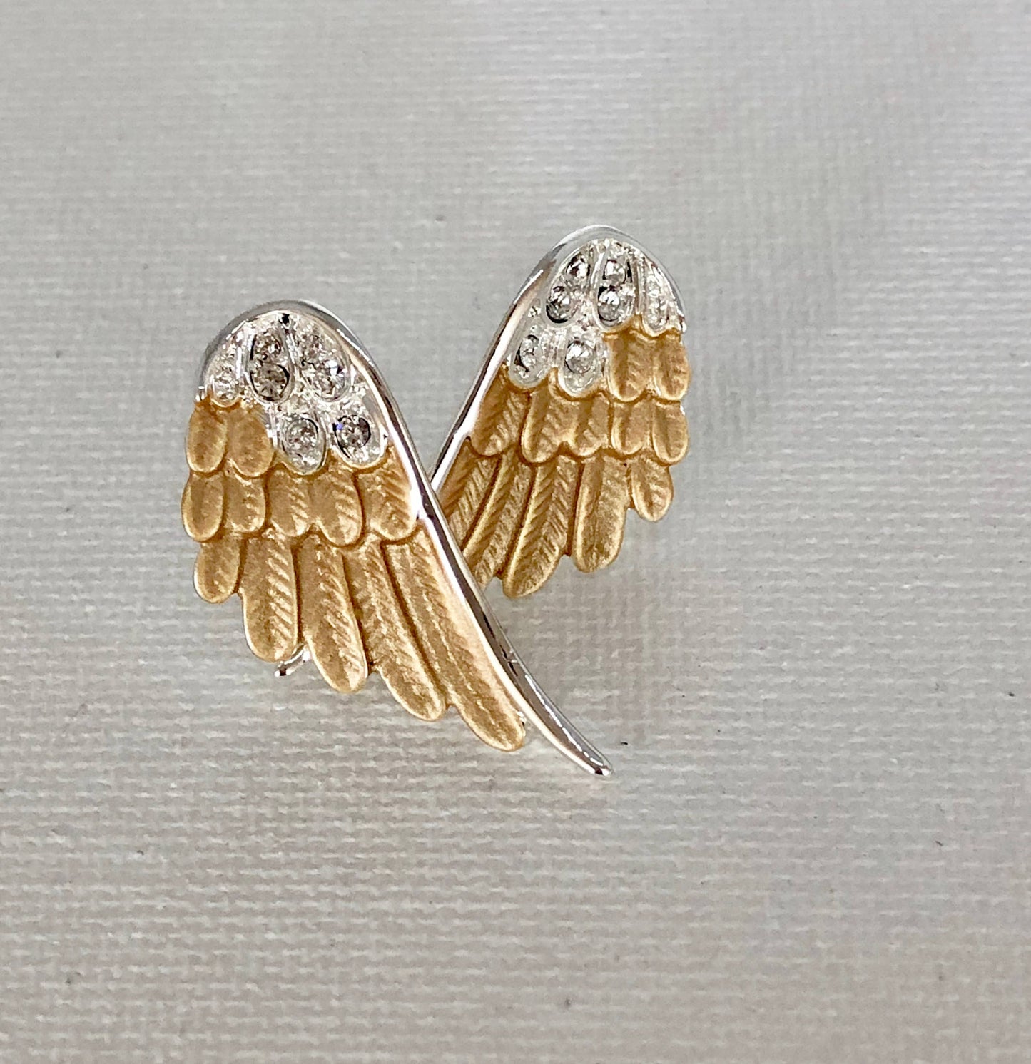 Angel Wings Earrings / 2 Tone Post on CARD/Jewelry