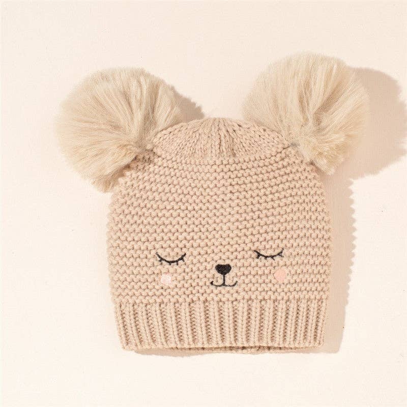 Kids Cute Smile Face Warm Knitted Beanie Hat