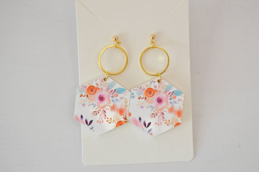 Floral Earrings, Summer Flowers Earrings, Acrylic Earrings