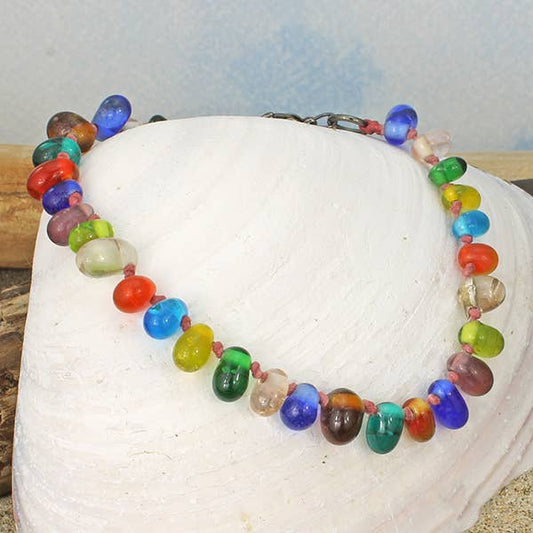 Rainbow Drops Bead Anklet