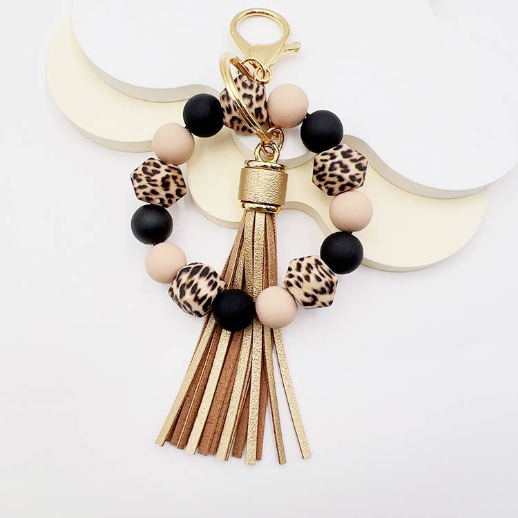 Vintage Beaded Tassel Bracelet Keychain