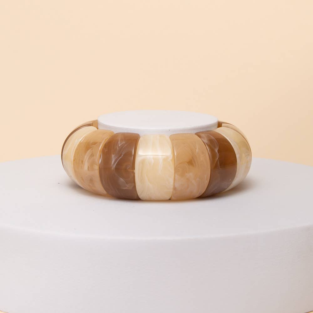 Marbled Segment Stretch Bracelet with Chunky Band