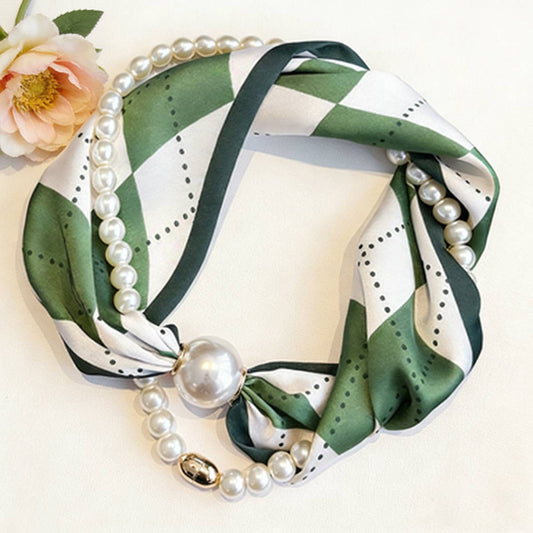 Pearl Magnetic Skinny Silk Neck Scarf_CWASC03934