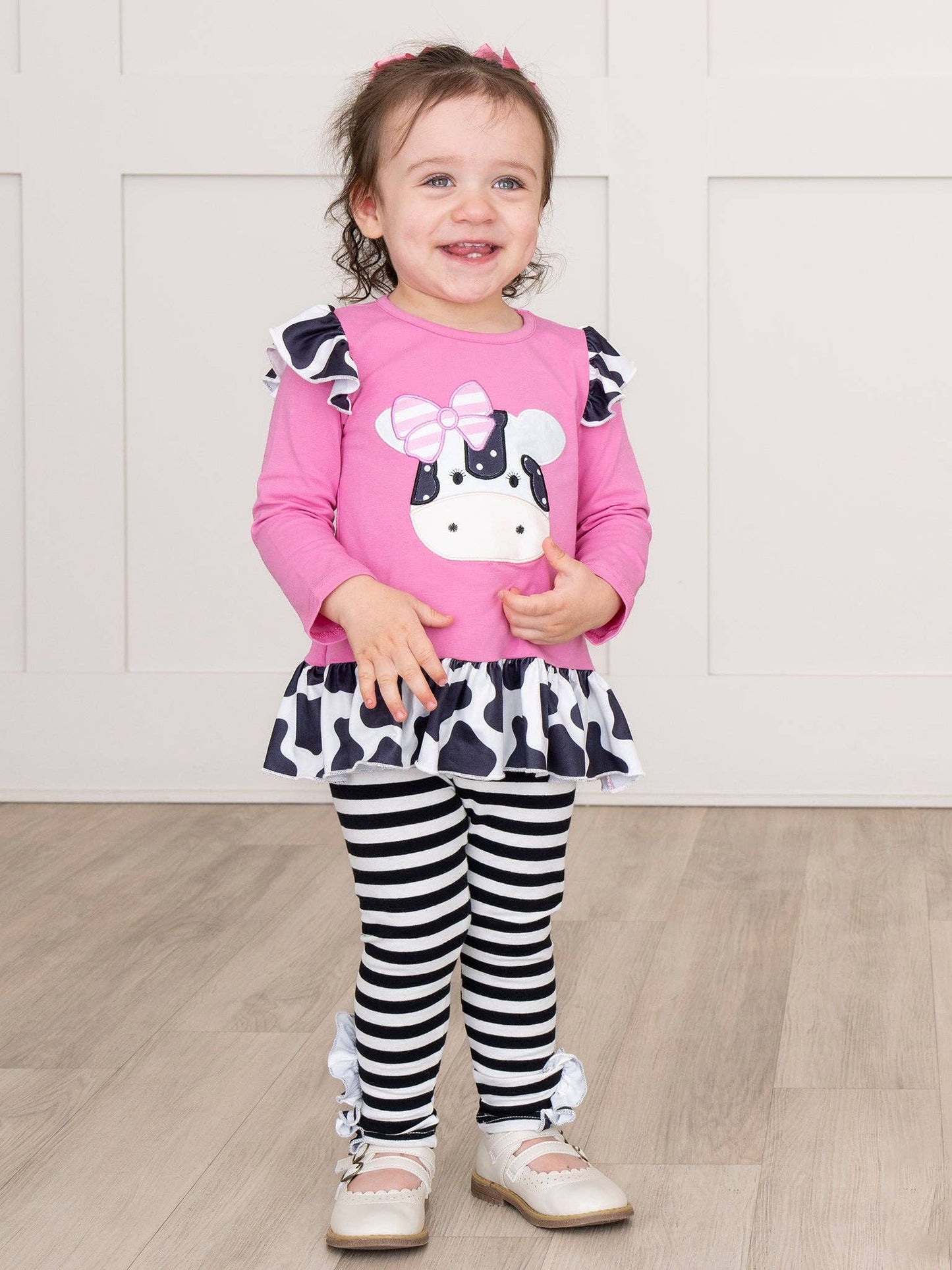 Lil’ Moo Ruffle Embroidered Cow Outfit
