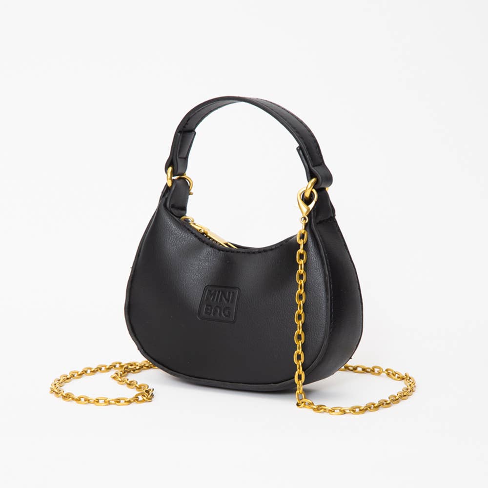 Faux Leather Chic Mini Hobo Handbag / Crossbody Bag