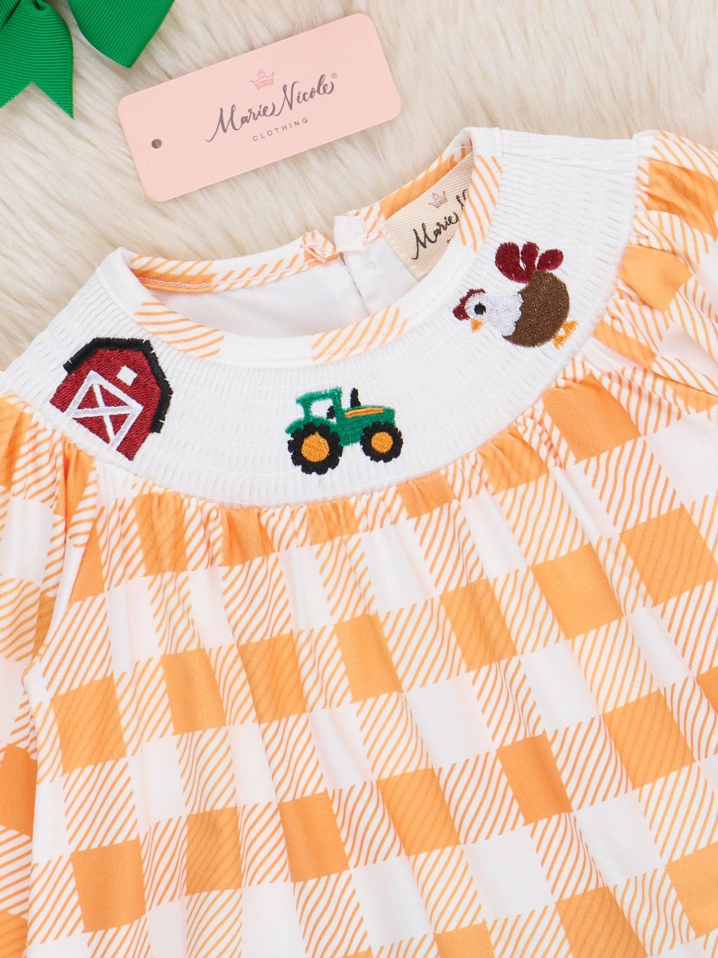 Down on the Farm Smocked Gingham Bloomers Outfit
