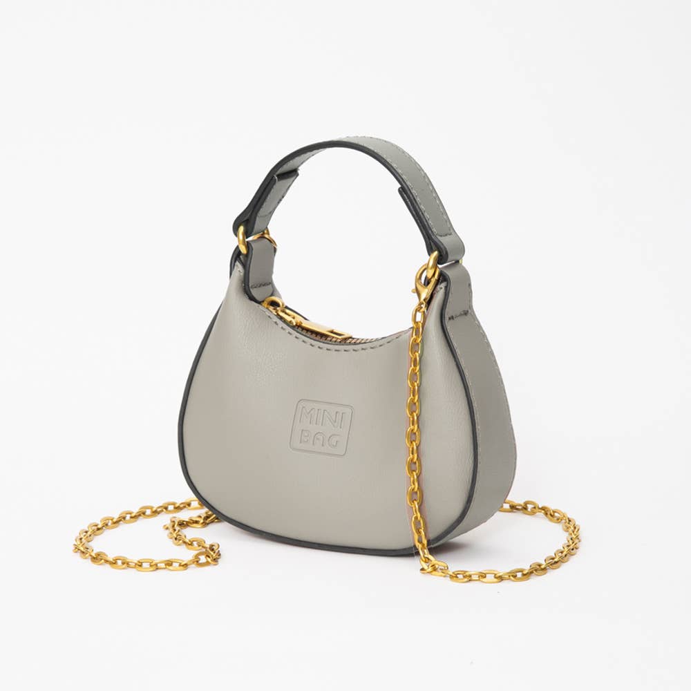 Faux Leather Chic Mini Hobo Handbag / Crossbody Bag