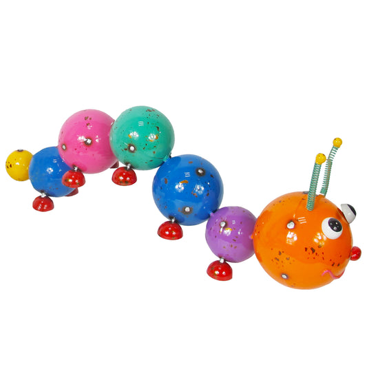 Painted and Enameled Metal Caterpillar Statue