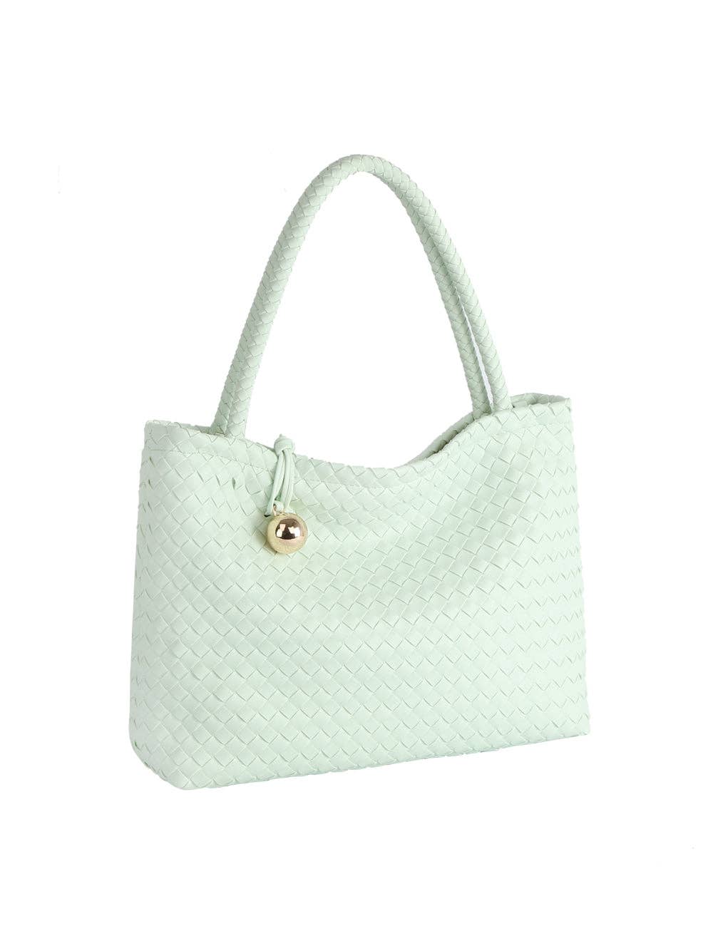 Woven Golden Ball Clasp Tote Bag