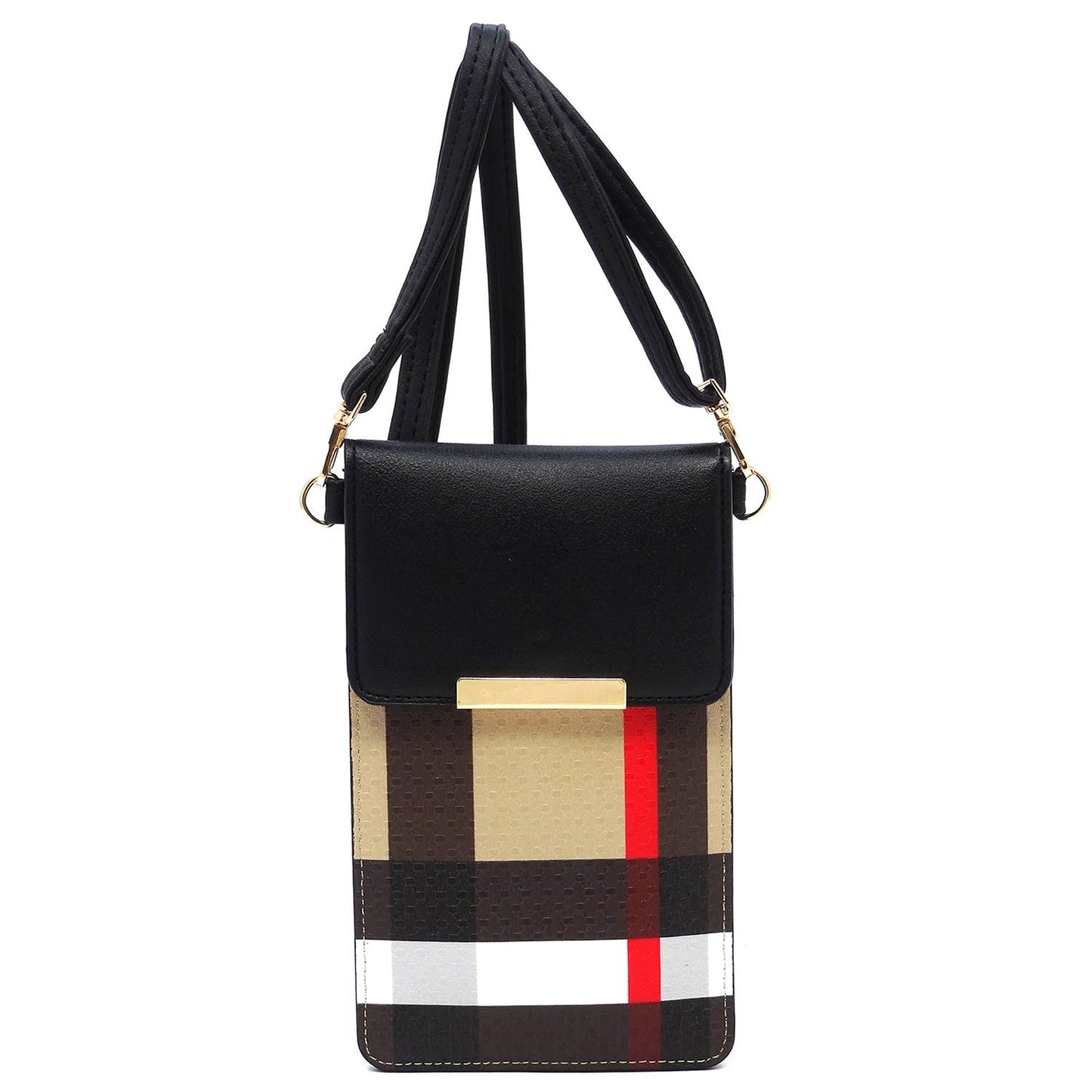 BT082 Tartan Plaid Check Cell Phone Purse Crossbody Bag