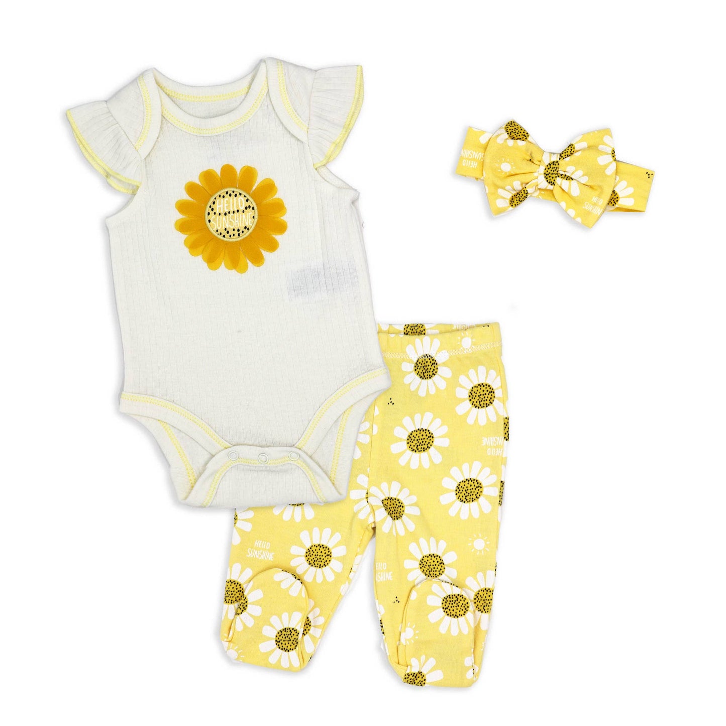 Girls 3 Piece Footed Set: Sunshine