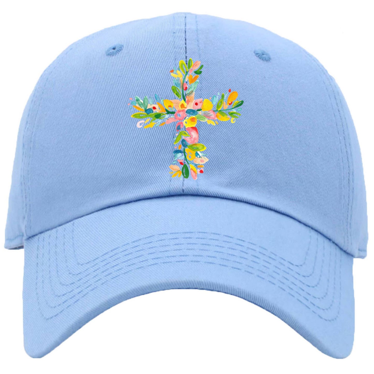 Floral Cross Women's Colorful Christian Themed Baseball Cap