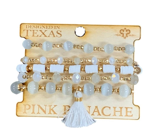 White bracelet set with tassel 1CNC F178