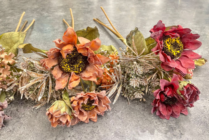 19''T Faux Mixed Sunflower Bouquet, Dried Look Autunm Flower
