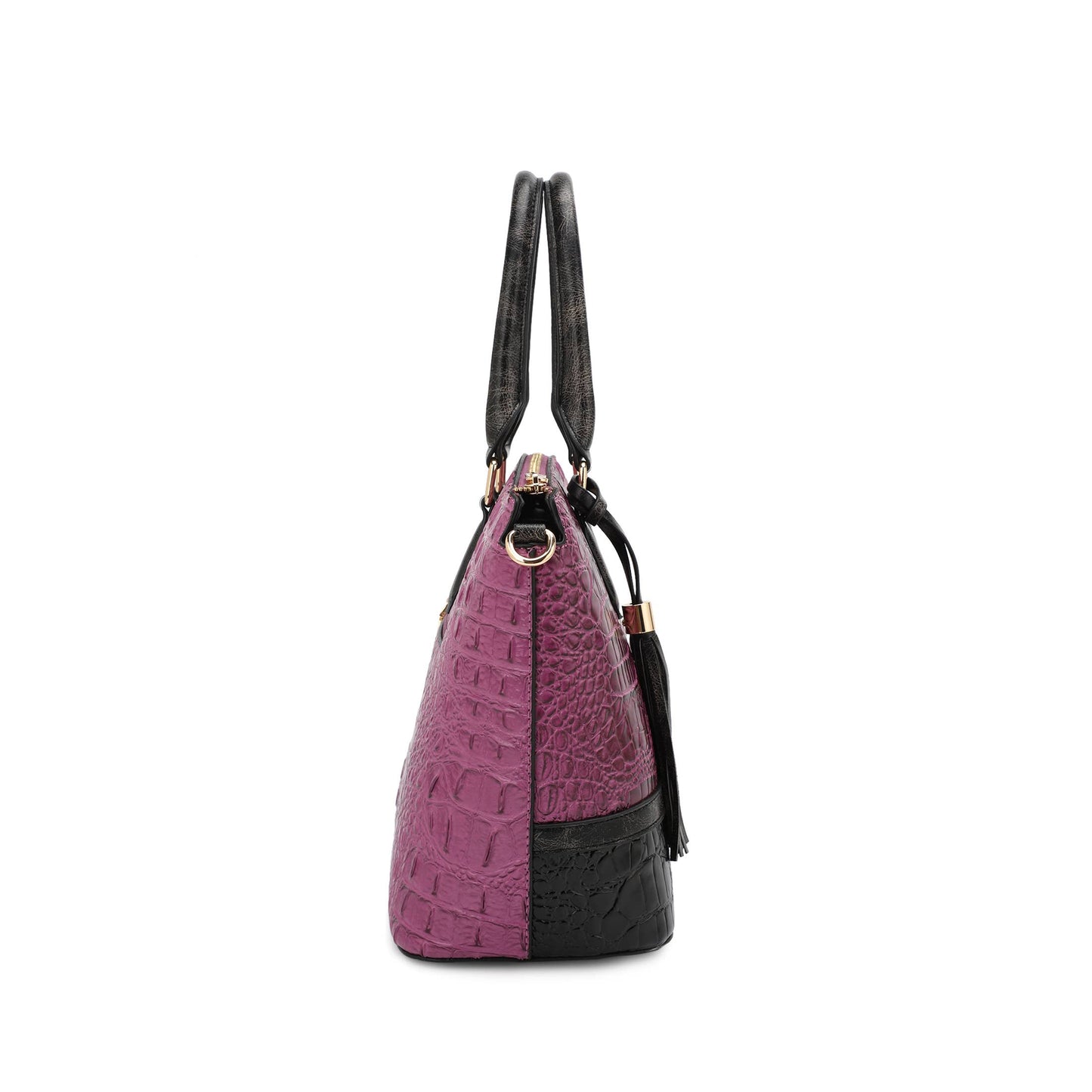 VERONICA TOTE CROC EMBOSSED TWO TONE WITH WALLET