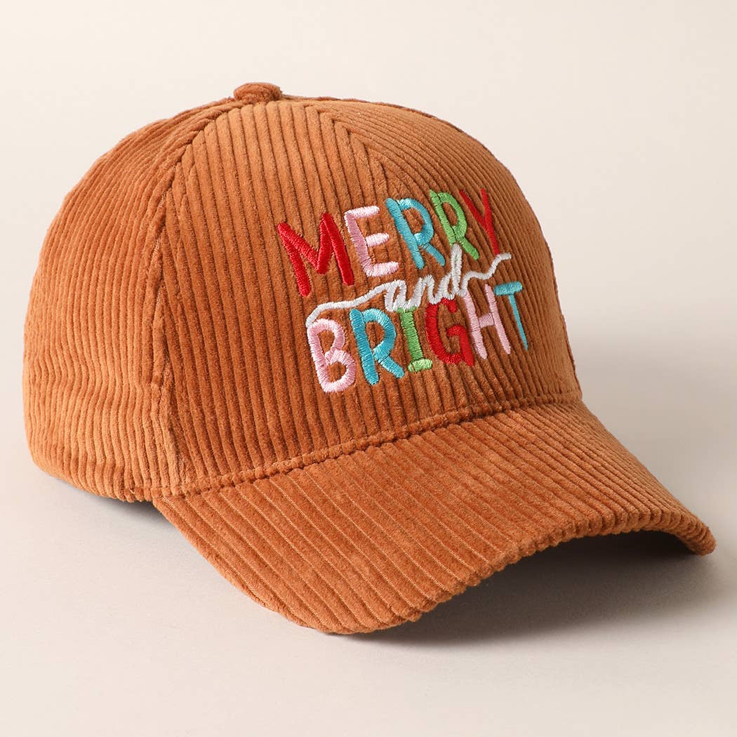 MERRY BRIGHT Embroidery Corduroy Cap