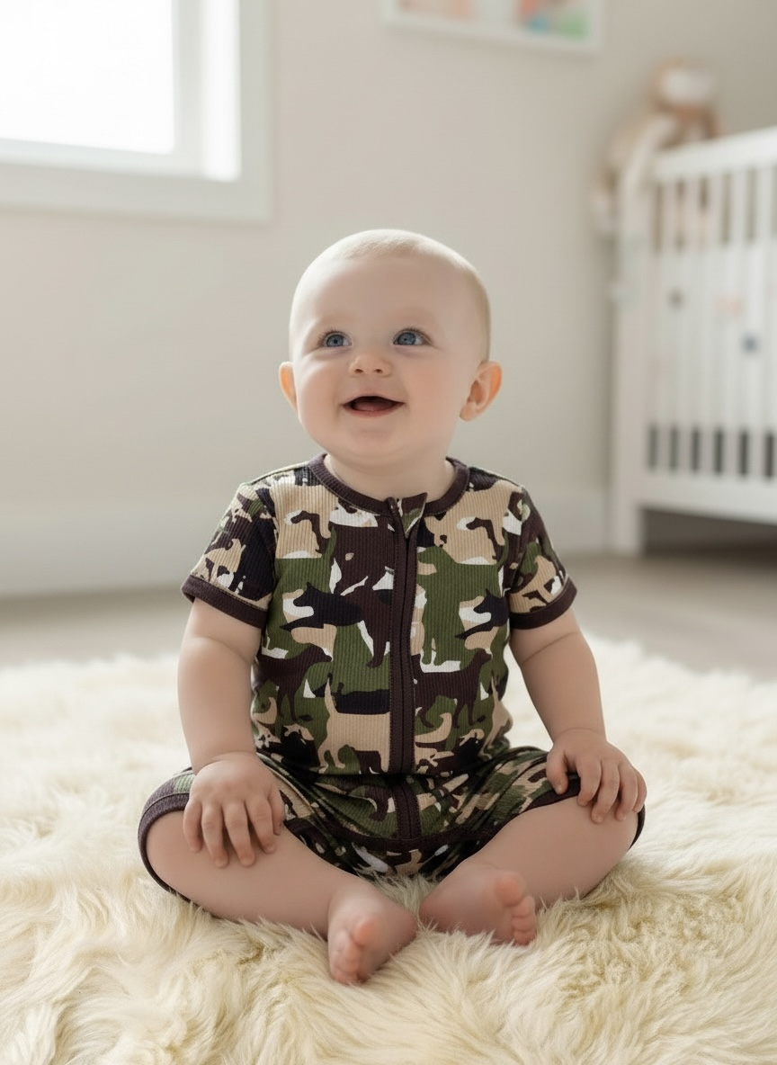 Camouflage  printed baby romper. RPB60250 SOL
