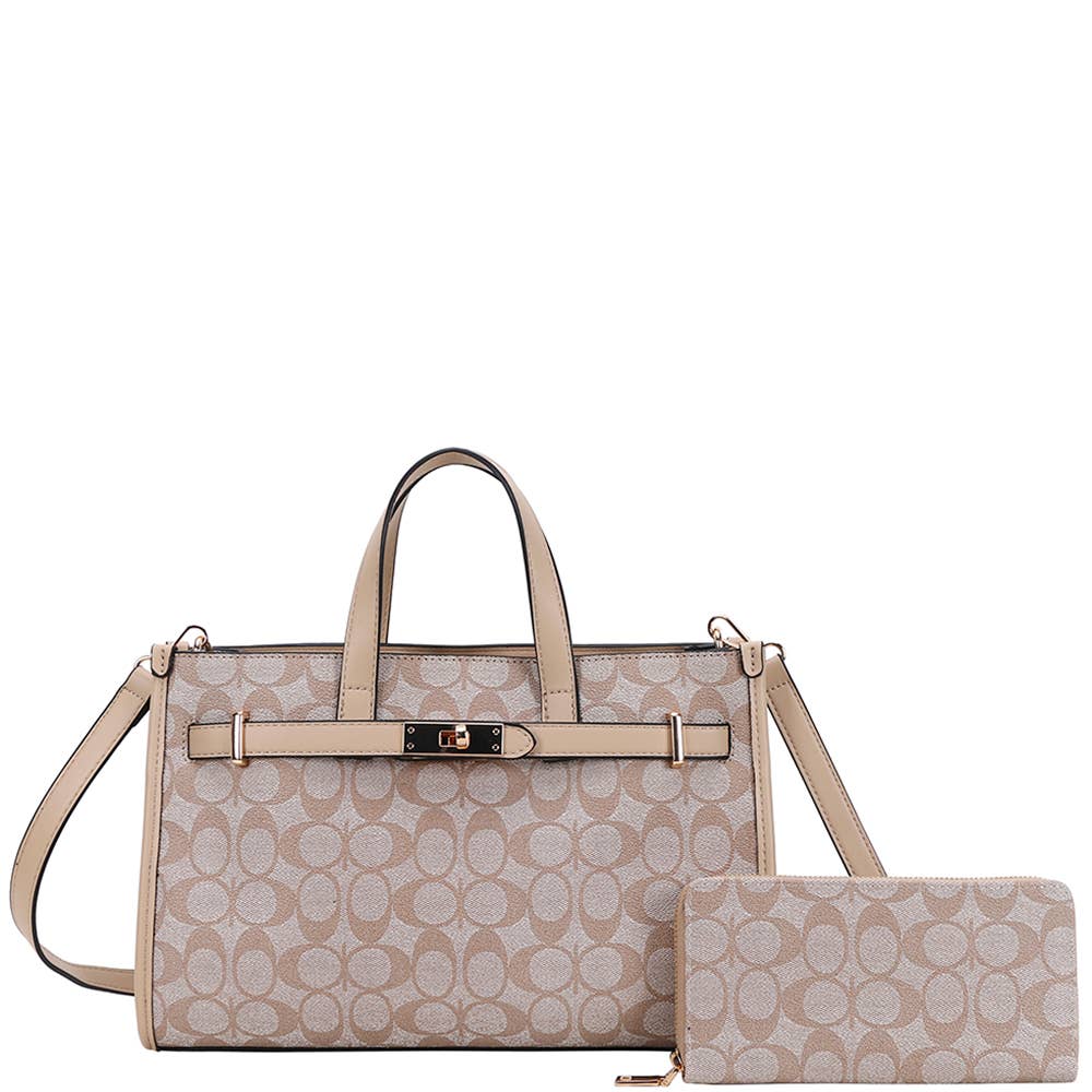 2In1 Oval Print Satchel Bag W Wallet Set XFT-1297W