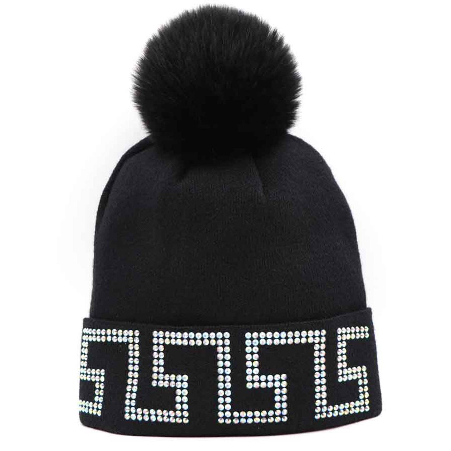 MAZE RHINESTONE POM POM BEANIES AT-522