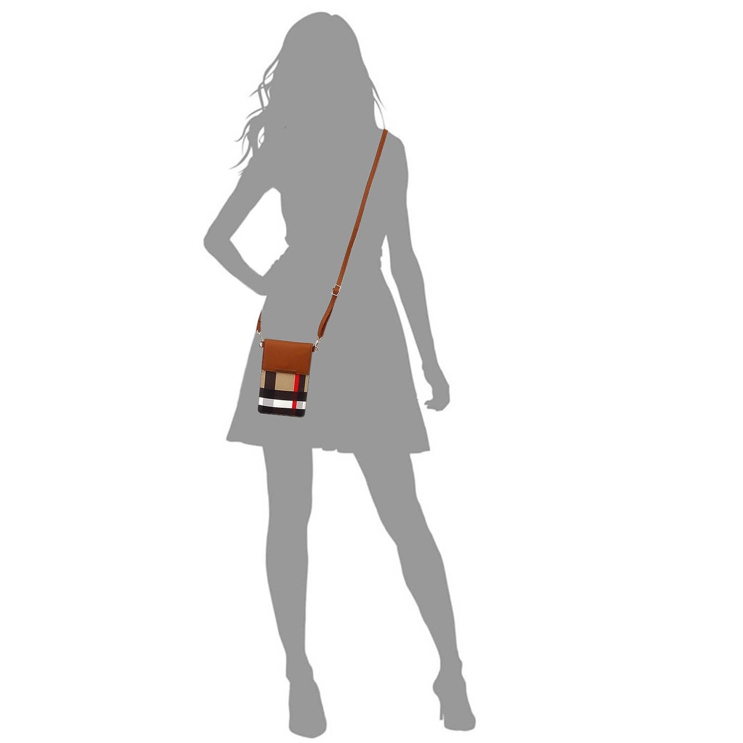 BT082 Tartan Plaid Check Cell Phone Purse Crossbody Bag